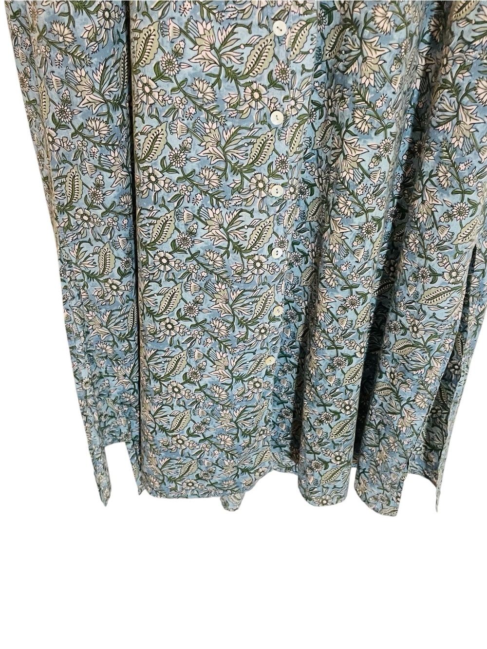 NATURAL LIFE Drew Blue Green Floral Button-Up Maxi Shirt Dress Sz L/XL - Picture 5 of 12